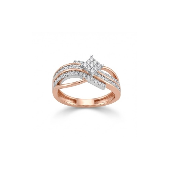 Elegant Twisted Cluster Diamond Ring