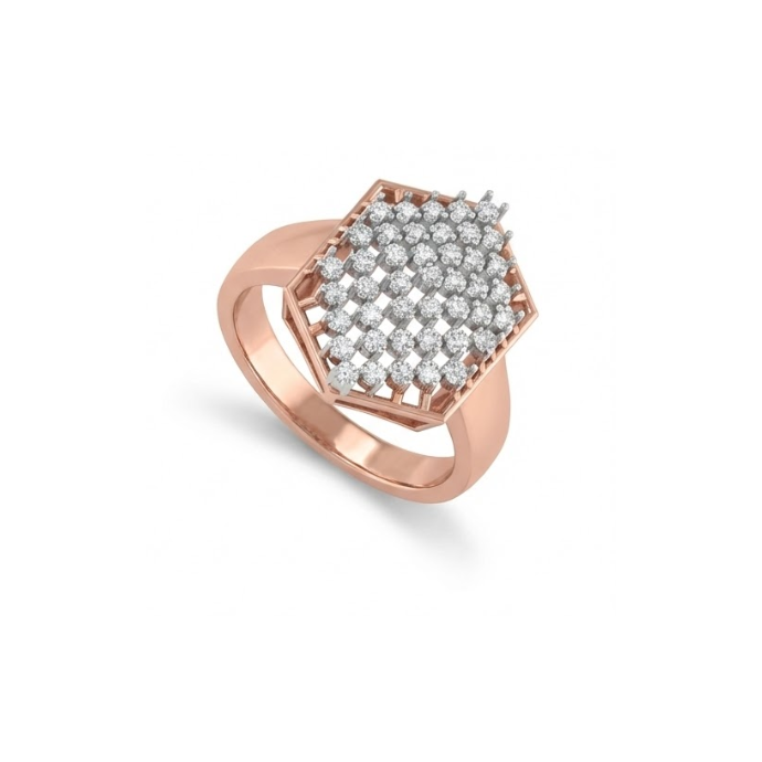 Hexagon Cluster Diamond Statement Ring