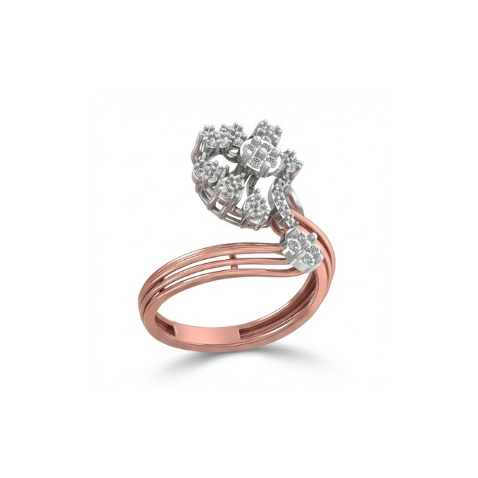 Floral Spiral Diamond Statement Ring