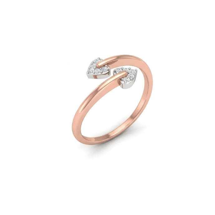 Twin Heart Open Diamond Ring