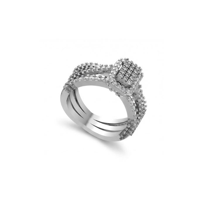 Quad-Cluster Diamond Ring with Split Shank Design