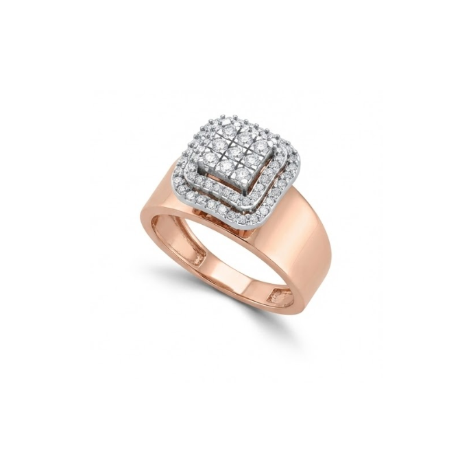 Bold Square Halo Diamond Statement Ring