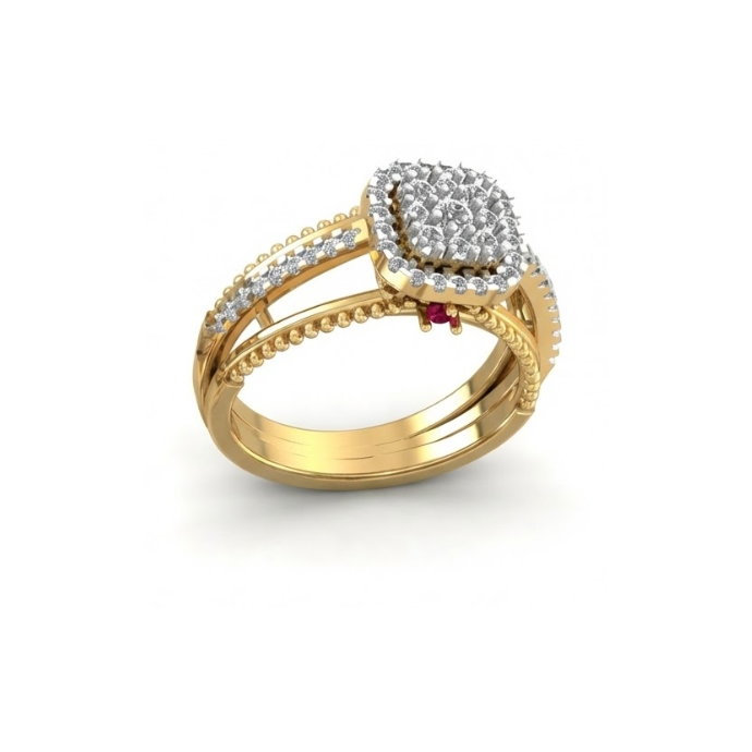 Cushion Halo Dual-Band Diamond Ring