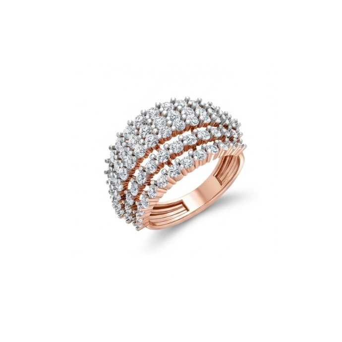 Grand Multi-Row Diamond Dome Ring