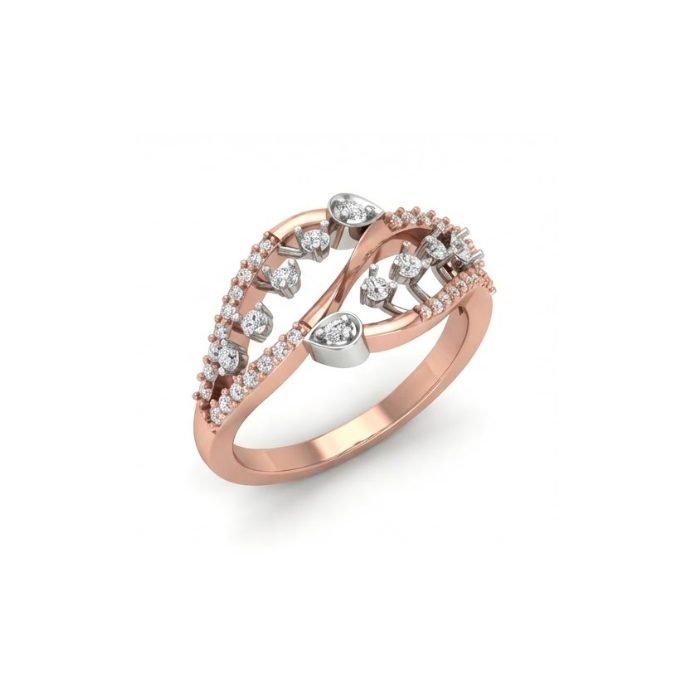 Double Leaf Diamond Cluster Ring