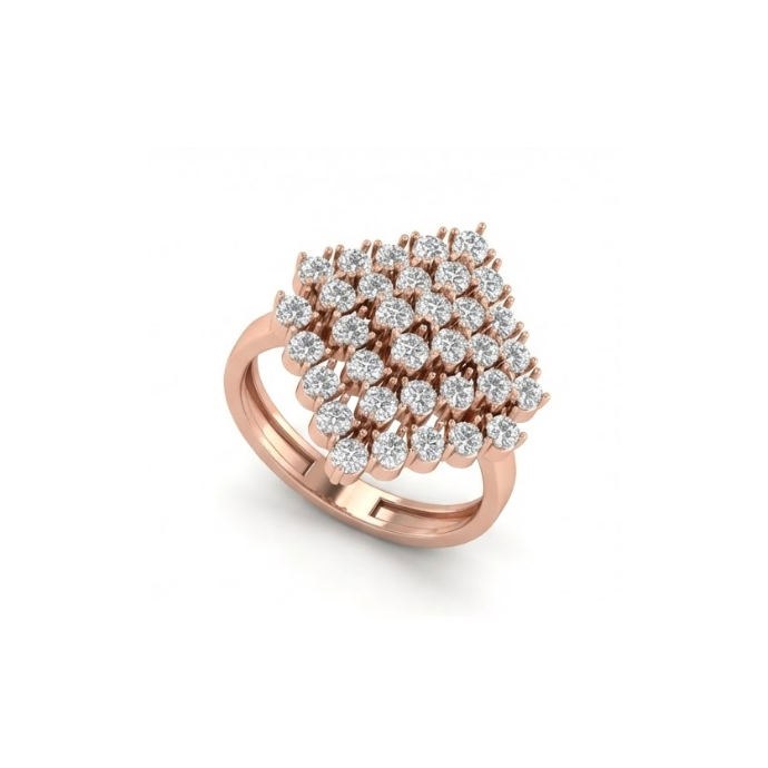 Royal Emerald-Cut Style Diamond Cluster Ring