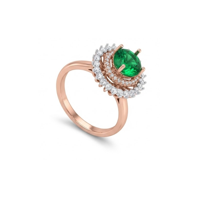 Emerald Halo Diamond Ring