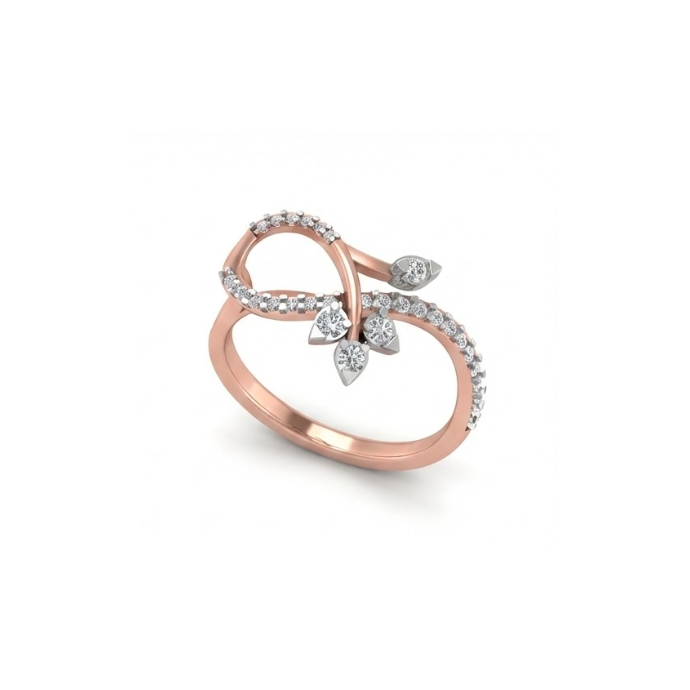 Curved Floral Diamond Ring
