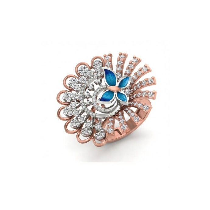 Grand Peacock Fan Diamond Ring