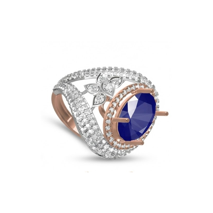 Regal Floral Halo Sapphire Ring