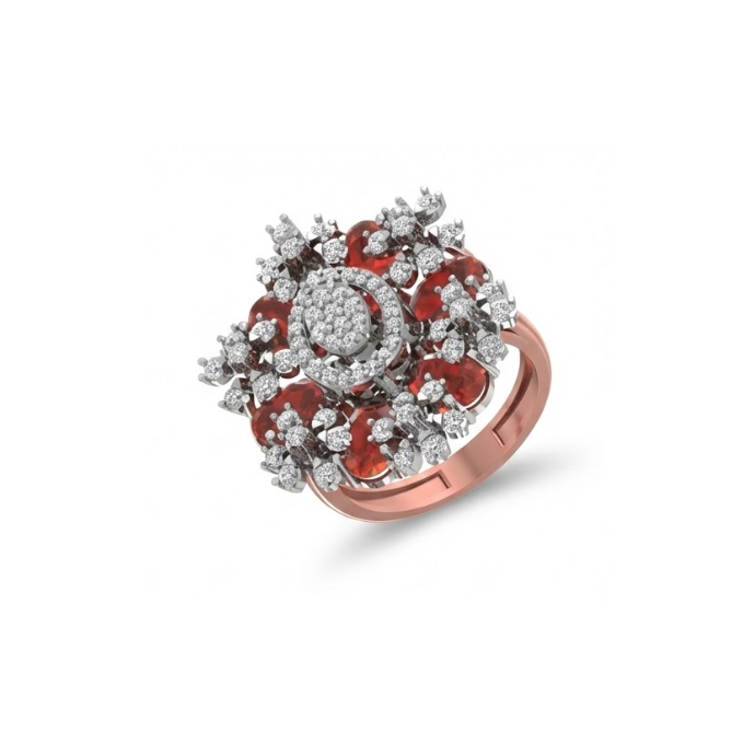 Grand Floral Diamond & Gemstone Cocktail Ring