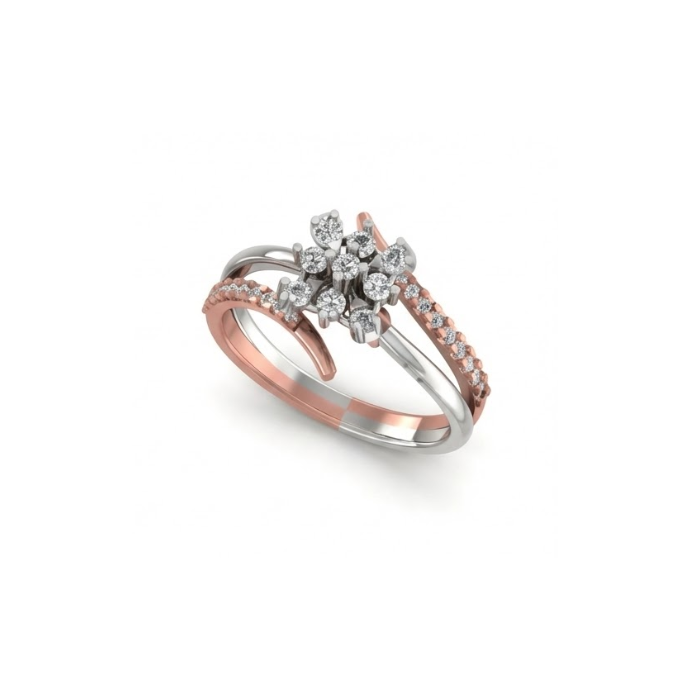 Dual-Tone Floral Cluster Diamond Ring