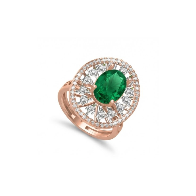 Oval Emerald Halo Diamond Ring