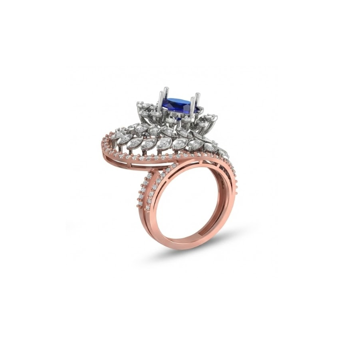 Sapphire Swirl Designer Diamond Ring