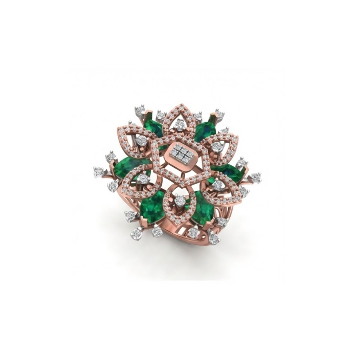 Grand Lotus-Inspired Emerald & Diamond Ring