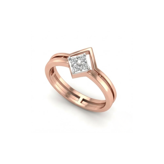 Geometric Square Cluster Diamond Ring