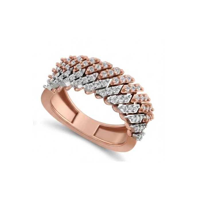 Dual-Tone Spiral Row Diamond Band