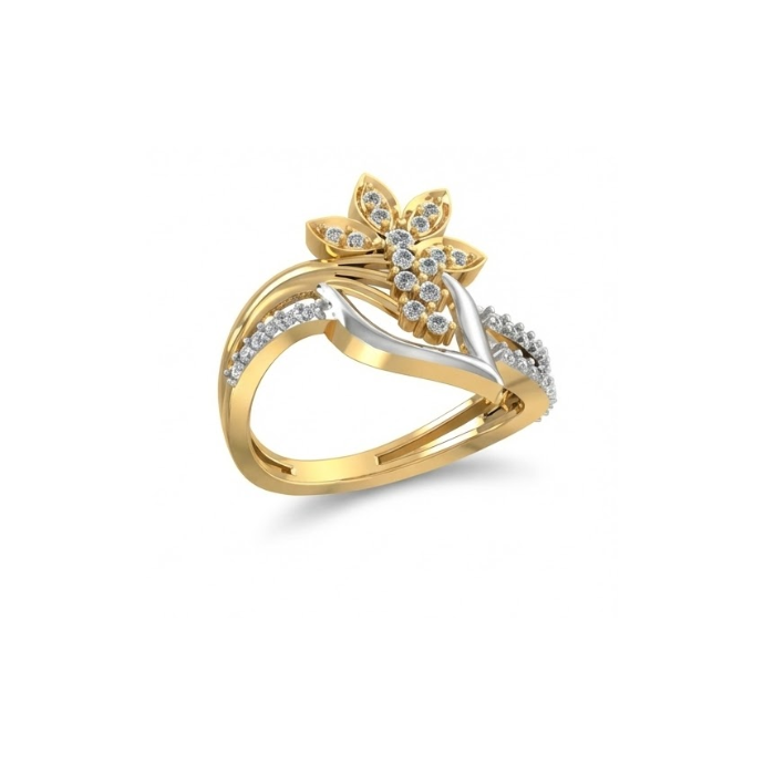 Dual-Tone Floral Diamond Designer Ring