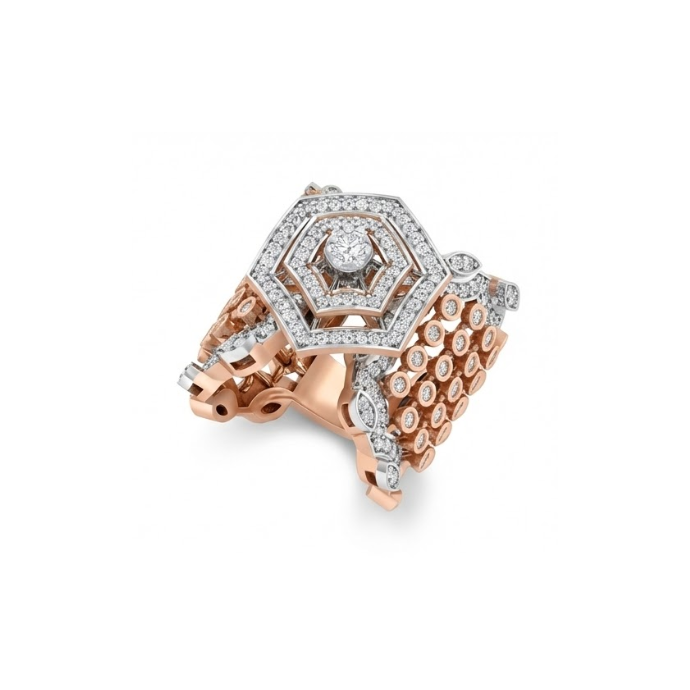 Grand Hexagon Dome Diamond Ring