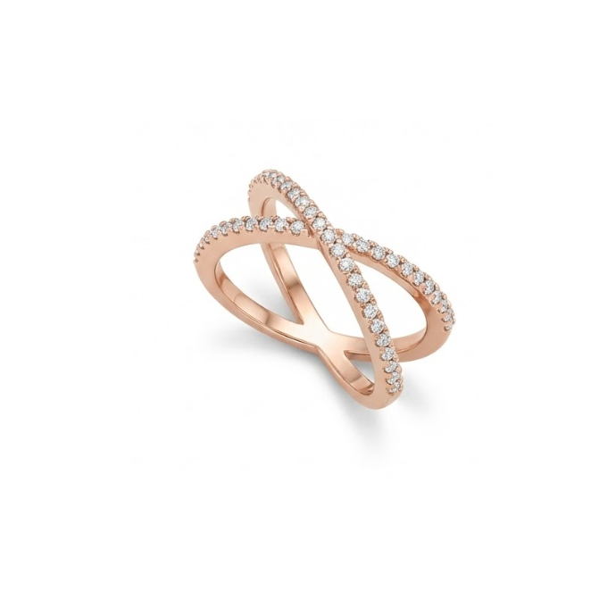 Contemporary Crossover Diamond Ring