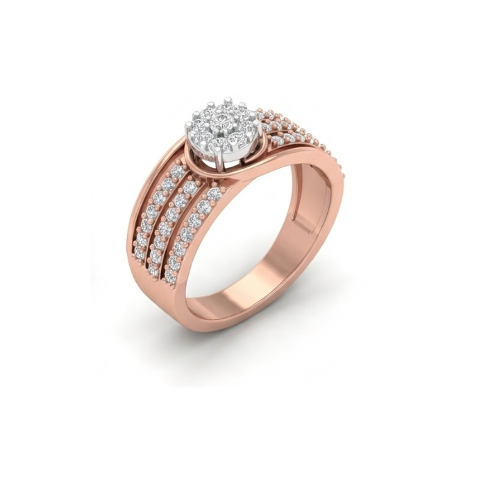 Triple Row Contemporary Diamond Cluster Ring