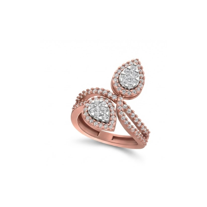 Pear Cluster Triple-Petal Diamond Ring