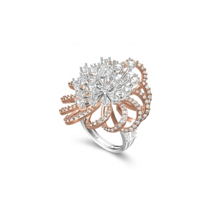 Grand Spiral Floral Diamond Statement Ring
