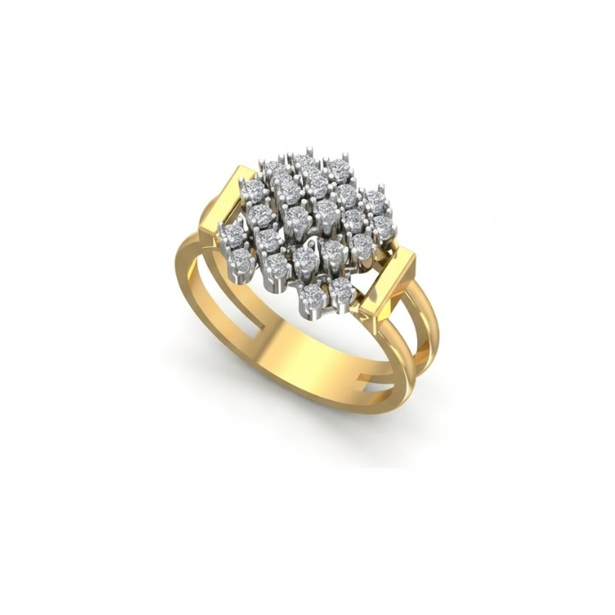 Classic Rectangular Cluster Diamond Ring
