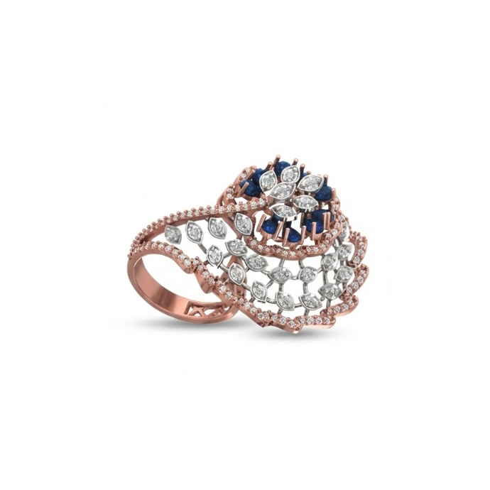 Floral Sapphire & Diamond Statement Ring