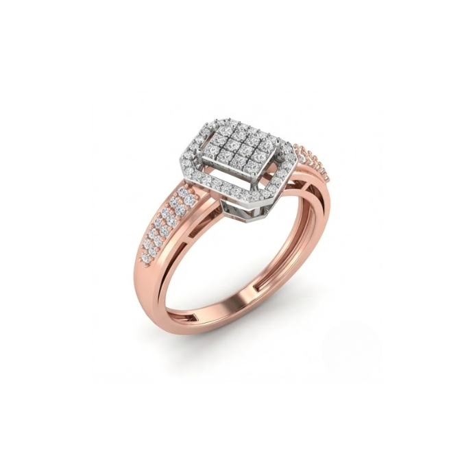 Geometric Dual-Tone Cluster Diamond Ring