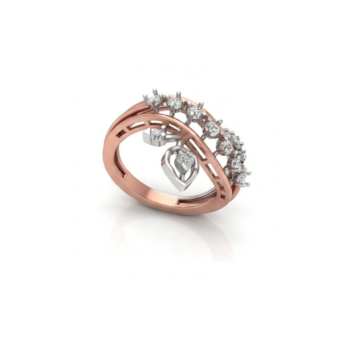 Twisted Heart Dangling Diamond Ring