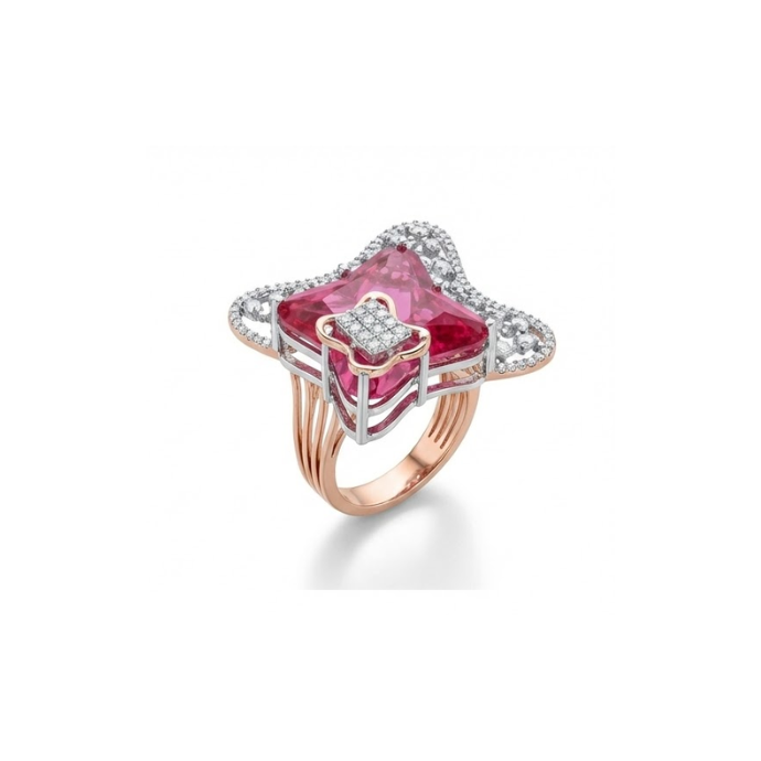 Ruby Butterfly Diamond Cluster Ring