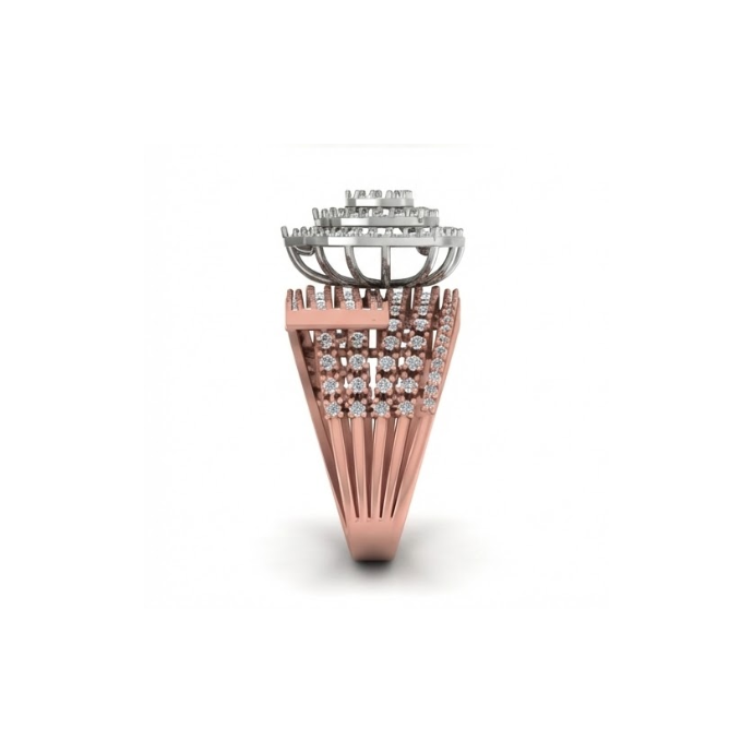 Tri-Layer Shield Diamond Statement Ring