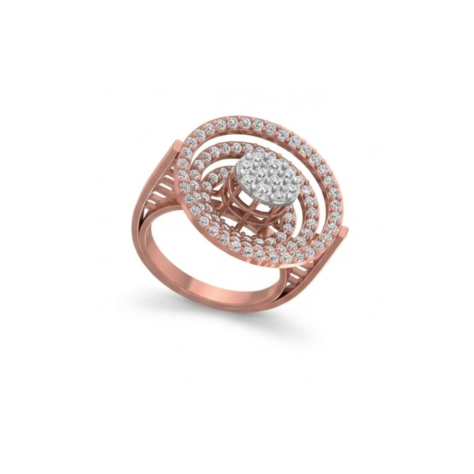 Oval Circle Concentric Diamond Ring