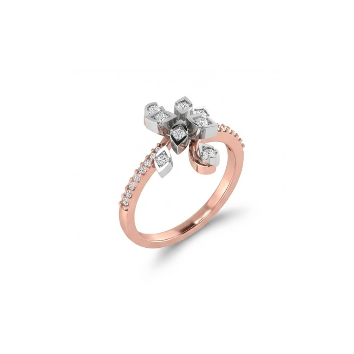 Floral Crossover Diamond Ring