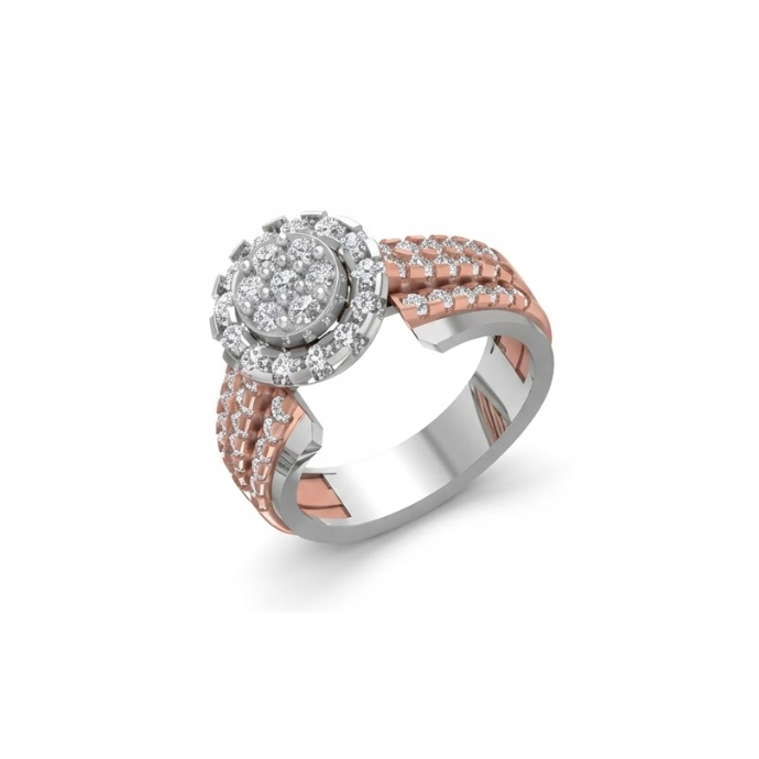 Triple Row Halo Cluster Diamond Ring