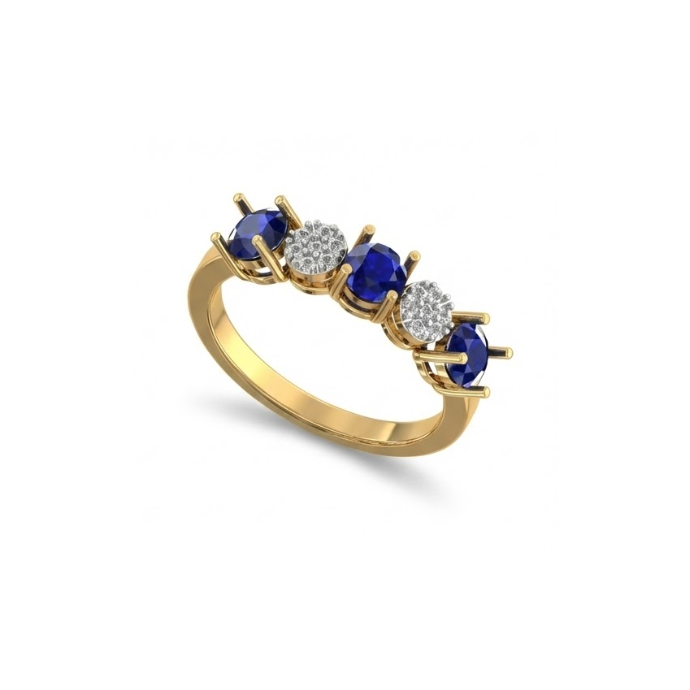 Sapphire & Diamond Five-Stone Elegance Ring