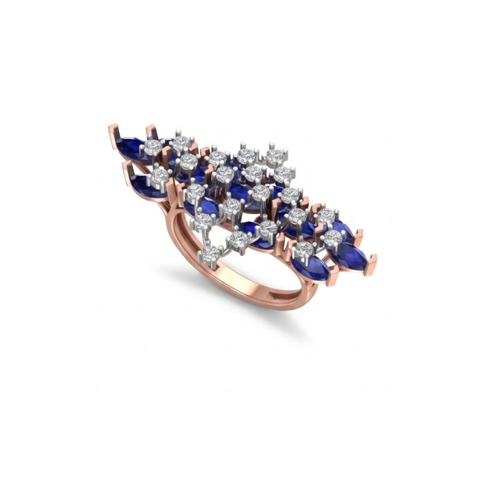 Royal Blue Marquise Cluster Diamond Ring