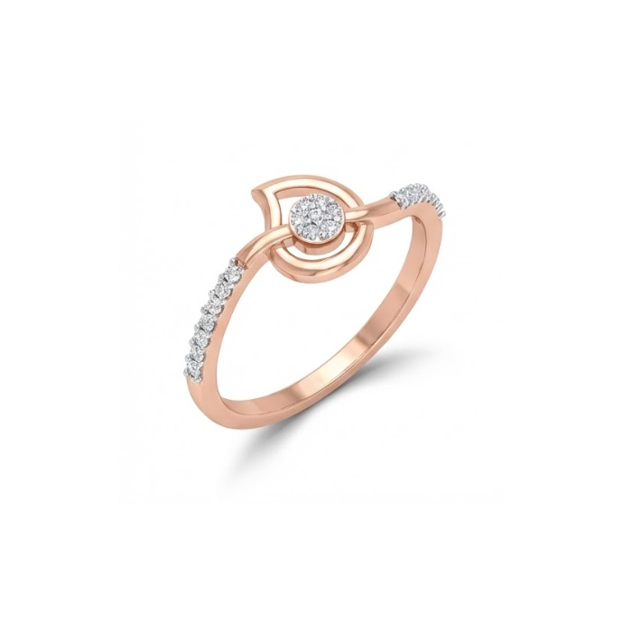 Curved Petal Halo Diamond Ring
