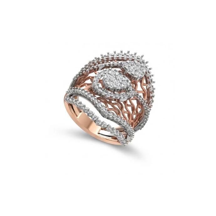Dual Pear Cluster Designer Cocktail Ring