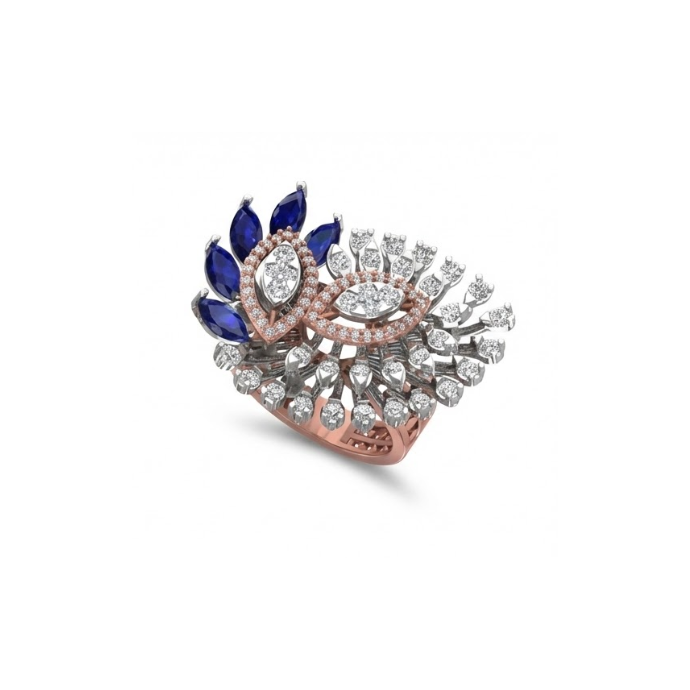 Luxe Sapphire Petal Dome Diamond Ring