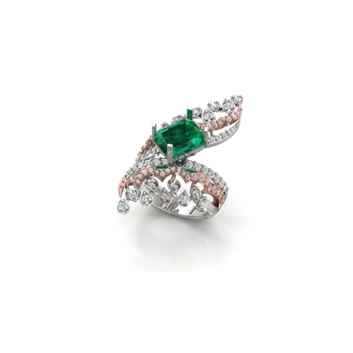 Grand Emerald Elegance Diamond Cocktail Ring