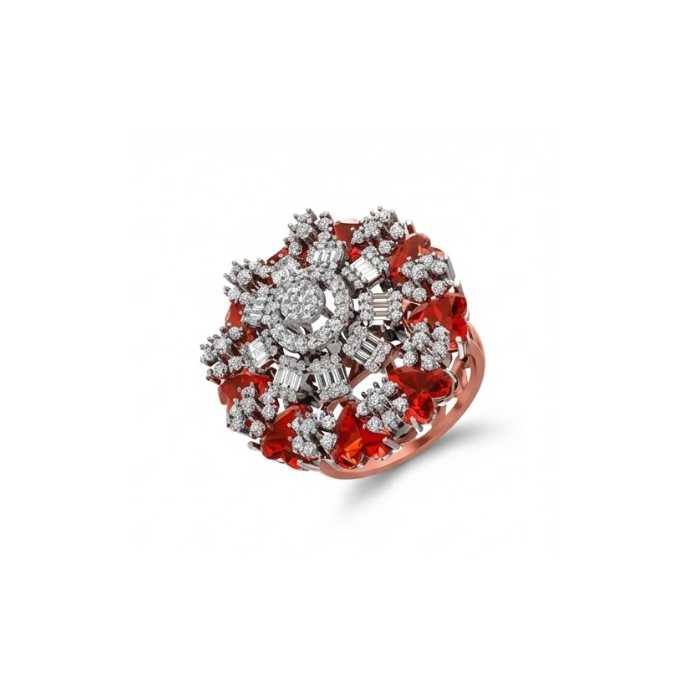 Grand Red Radiance Multi-Layer Diamond Cocktail Ring