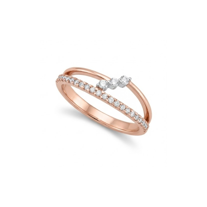 Elegant Twin-Band Crossover Diamond Ring