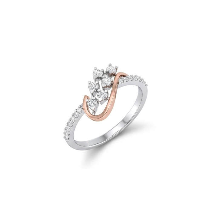 Dual-Tone Floral Curve Diamond Ring