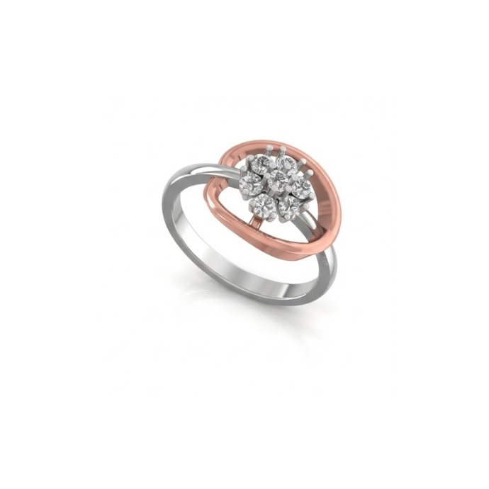 Dual-Tone Orbit Floral Diamond Ring