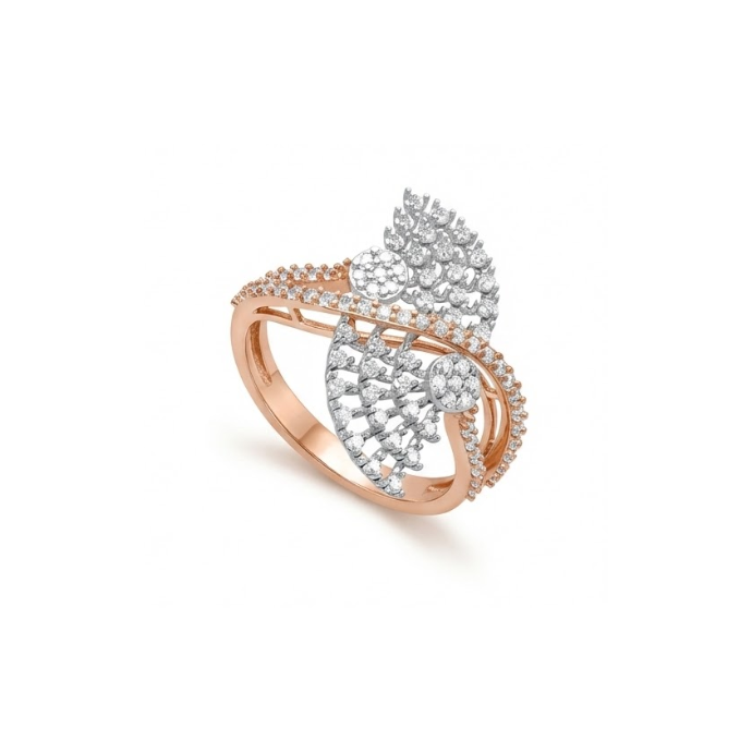 Artistic Dual-Fan Diamond Statement Ring