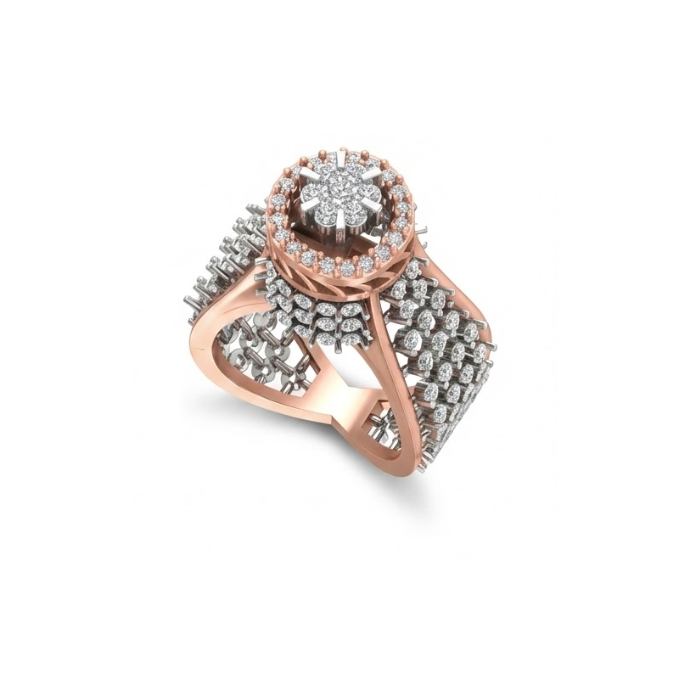 Grand Halo Floral Cluster Diamond Ring