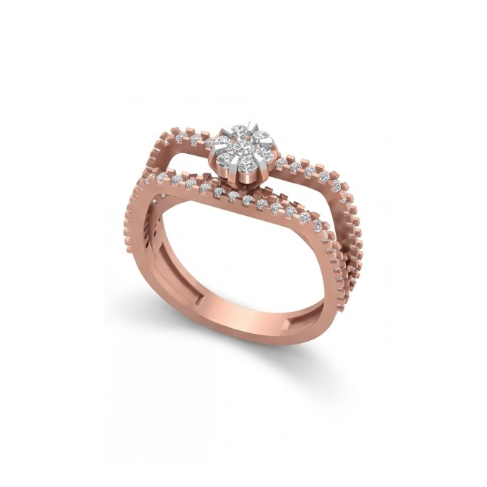 Dual-Band Floral Cluster Diamond Ring