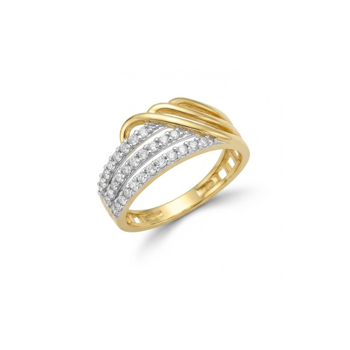 Elegant Multi-Row Crossover Diamond Ring